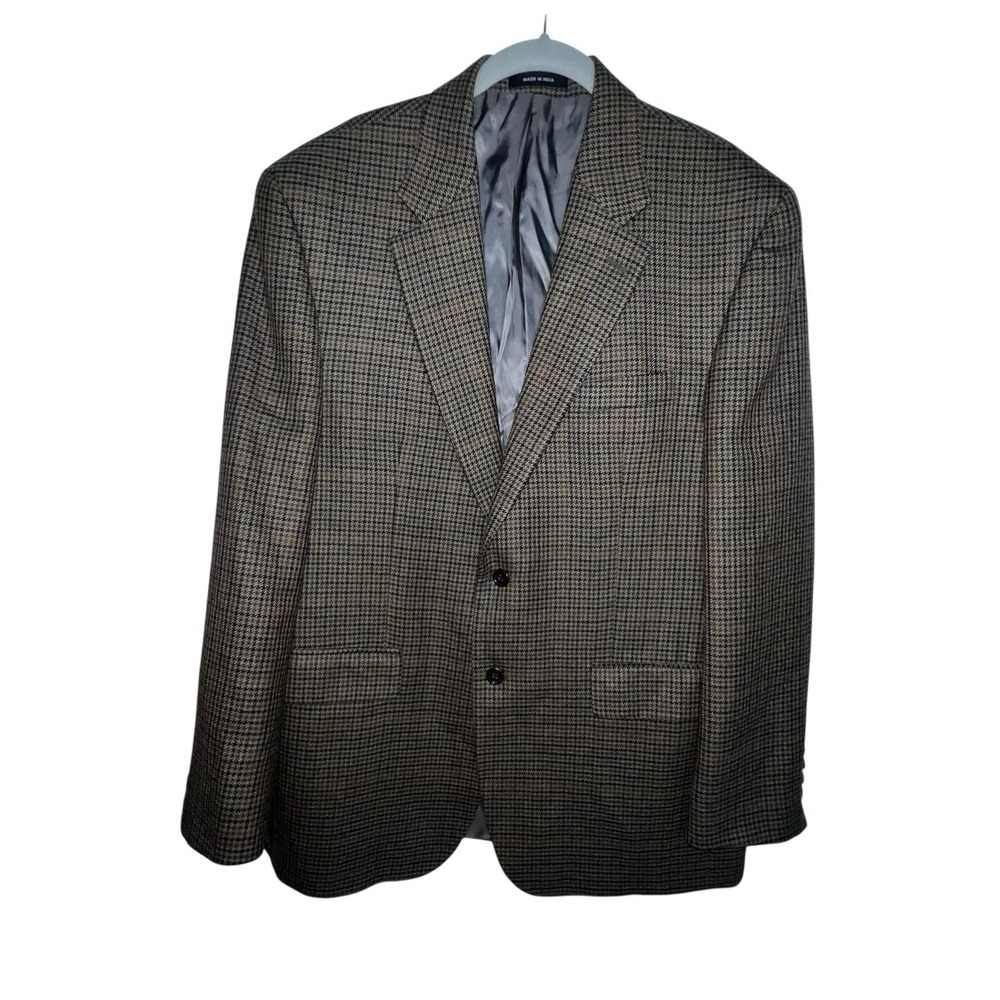 Vintage Lauren Ralph Lauren 42R Houndstooth‎ LambsWool Blazer Jacket Sport Coat